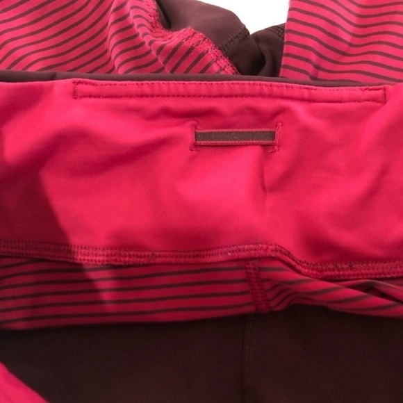 Lululemon low cut crop leggings side pockets red with stripes - Picture 10 of 15